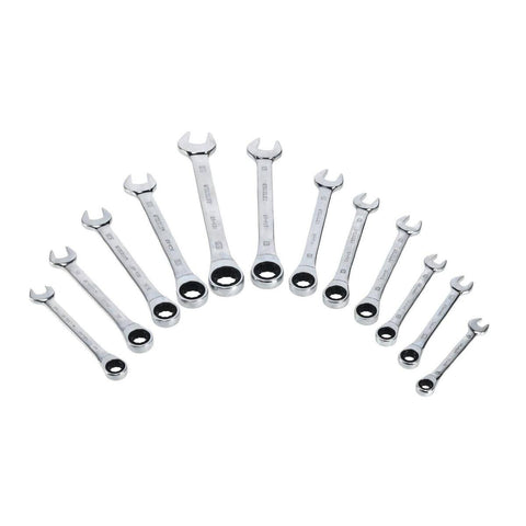 Stanley 12 Piece Spanner Set - 6 AF & 6 Metric - Steel - Ratcheting - SuperSaverAU - view 1