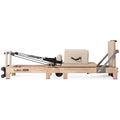 LSG Fitness Foldable Pilates Reformer - Beige, Oak Frame, Adjustable Resistance, Wheels - LGRF-GPR500