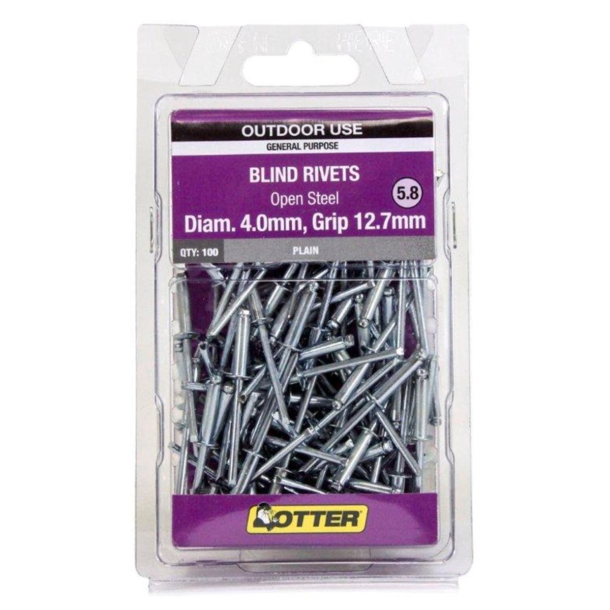 Otter Open Steel Blind Rivets - 4.0 x 12mm - 100 Pack - High Strength - SuperSaverAU - view 1
