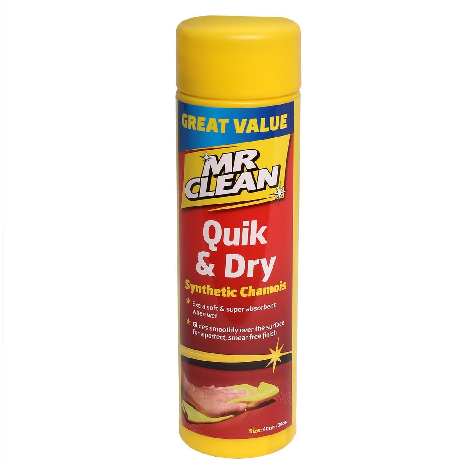 Mr Clean Quik & Dry Synthetic Car Chamois, 40 x 30cm, Absorbent, Light Brown