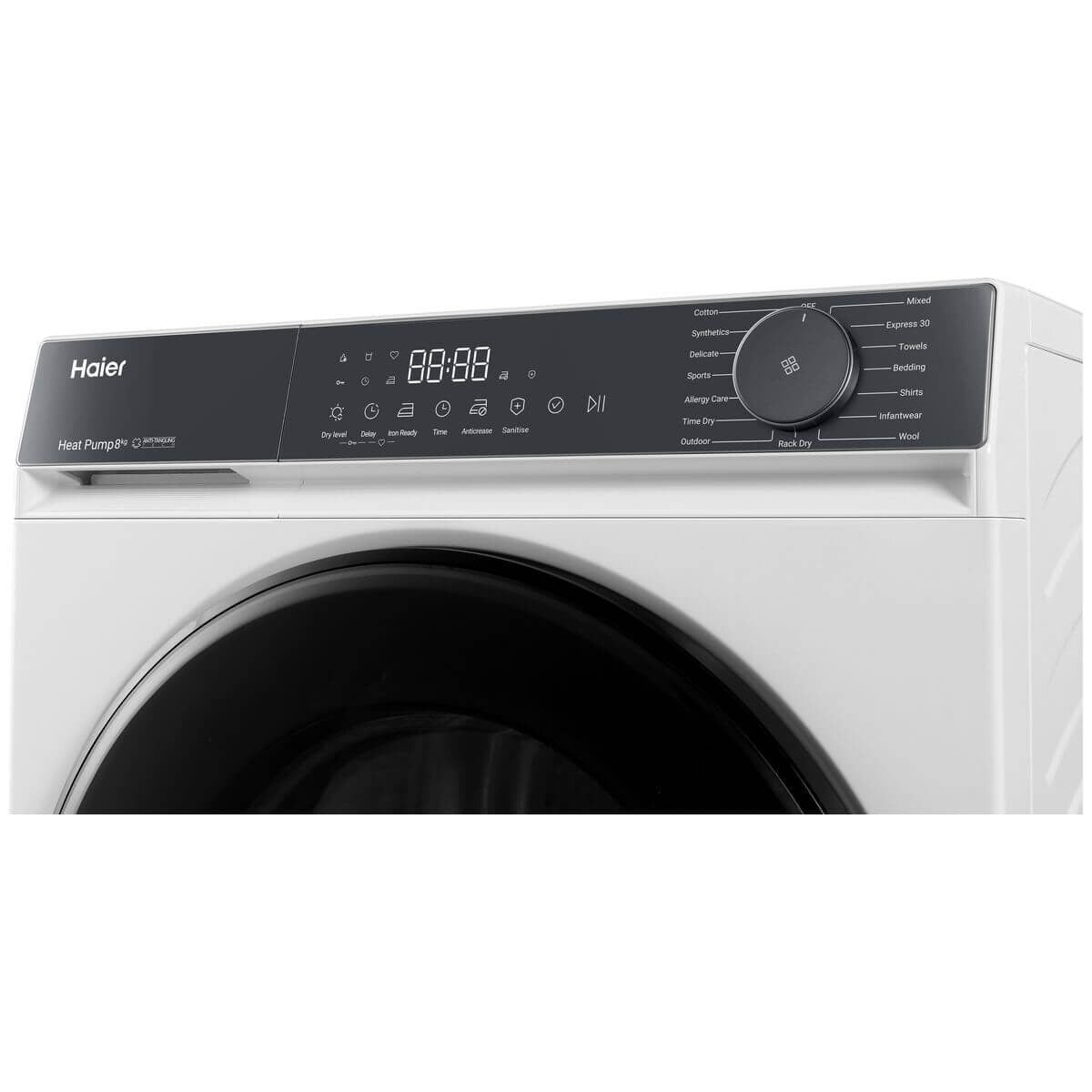 Haier 8kg Heat Pump Dryer - White, 8 Star Energy Rating, Multiple Specialised Programs - HDHPS80KW1