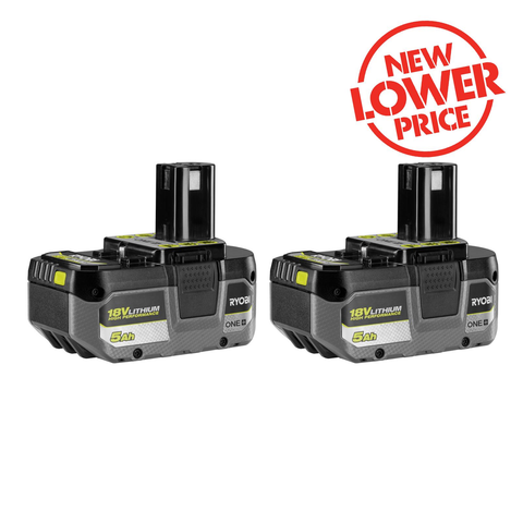 Ryobi 18V ONE+ Lithium High Performance Battery Twin Pack - 5.0Ah - 2 Batteries - SuperSaverAU - view 1
