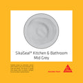 Sika 300ml SikaSeal Kitchen & Bathroom Silicone Sealant, Mid Grey, UV & Shrink Resistant