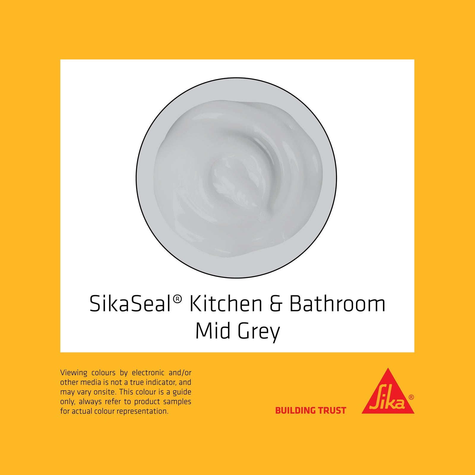Sika 300ml SikaSeal Kitchen & Bathroom Silicone Sealant, Mid Grey, UV & Shrink Resistant