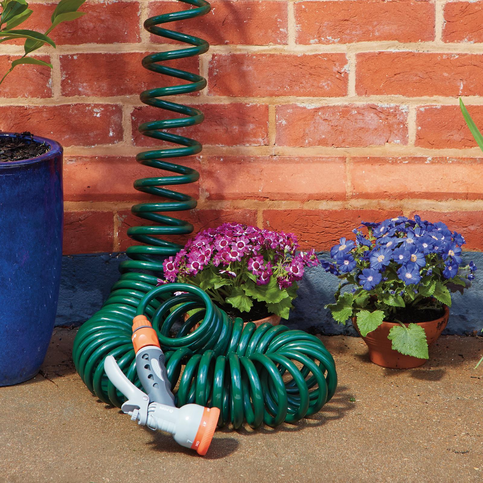 Pope 8mm x 15m Spiral Hose Set, Polyurethane Kink & UV Resistant Garden Hose