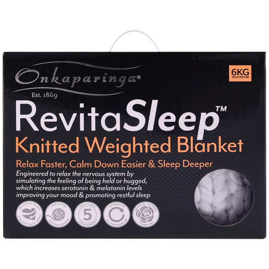 Onkaparinga 6kg Knitted Weighted Blanket - Grey, Glass Beads & Polyester Fibre