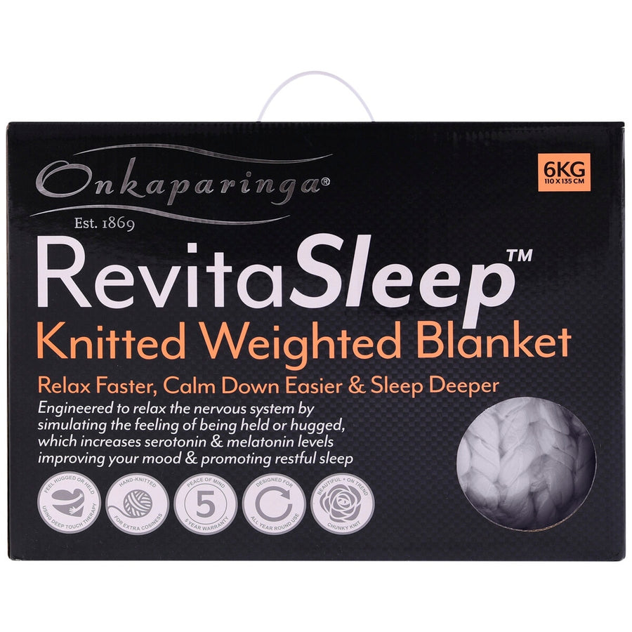 Onkaparinga 6kg Knitted Weighted Blanket - Grey, Glass Beads & Polyester Fibre - SuperSaverAU - view 1