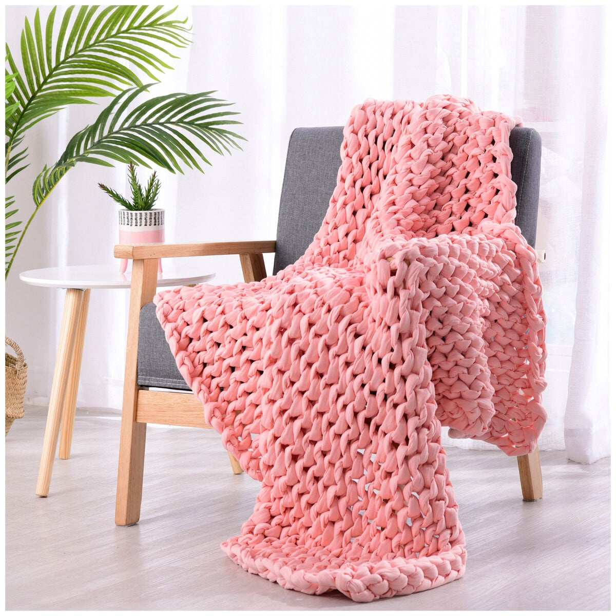 Onkaparinga Knitted Weighted Blanket 6kg - Peach, Glass Beads, Relaxation - SuperSaverAU - view 4