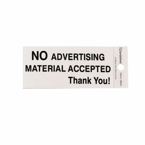 Sandleford 100 x 50mm No Advertising Silver Self Adhesive Sign - SuperSaverAU - view 1
