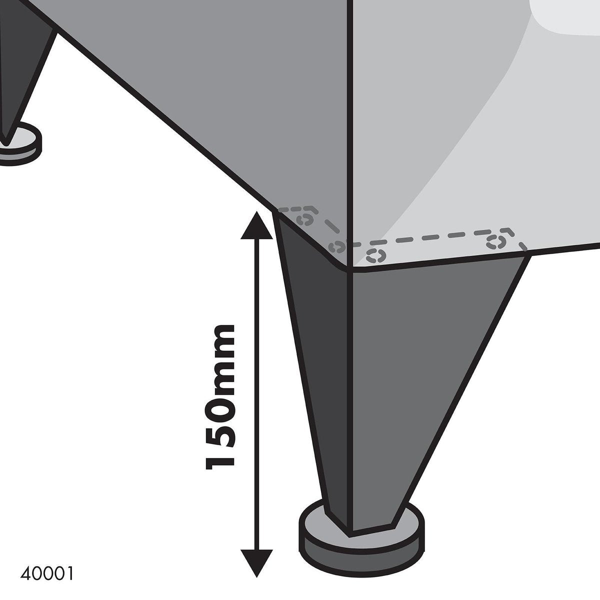 Adoored Furniture Leg Black - 150mm - Steel - Angled Design - SuperSaverAU - view 4