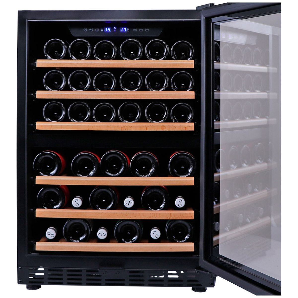 Smart 154L Dual Zone 46 Bottle Underbench Wine Fridge - Black, Active Carbon Filter - SMAWC54DN