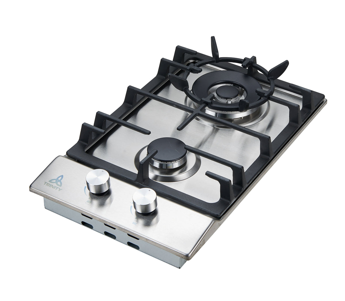 Trinity 30cm 2 Burner Gas Cooktop - Stainless Steel - Wok Burner - Front Controls - TRG302SS