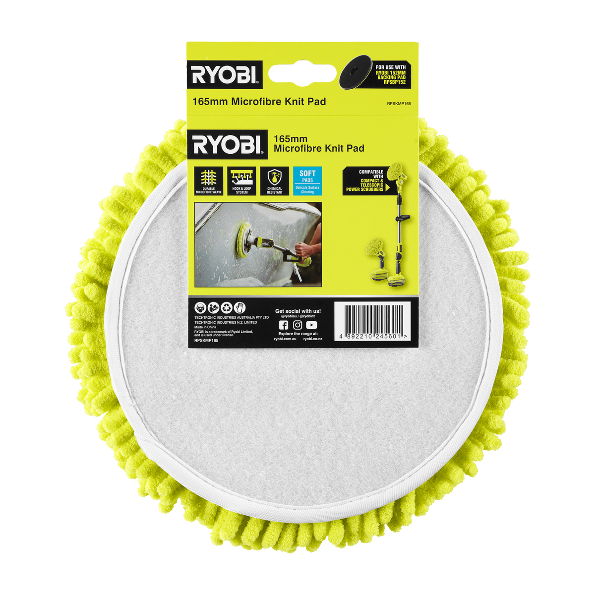 Ryobi Microfibre Knit Cleaning Pad - 165mm - Durable for Delicate Surfaces - SuperSaverAU - view 3