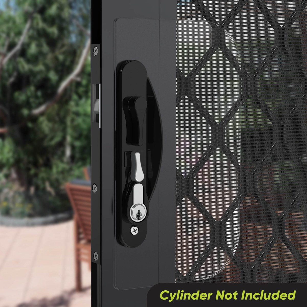 Rolltrak Sliding Screen Door Lock - 50mm x 200mm - Alloy - Black Finish - SuperSaverAU - view 3