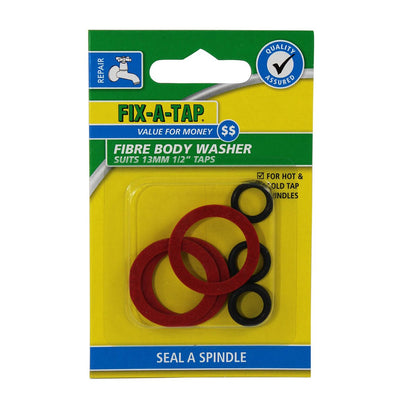 Fix a Tap 13mm Fibre Body Washer 4 Pack - Durable Sealing Washers