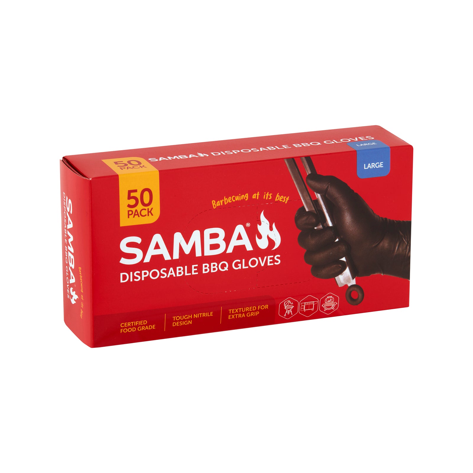 Samba Large Disposable BBQ Gloves Nitrile 50 Pack