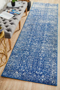 Rug Culture Evoke Extra Large Navy Runner Rug 500X80CM - Power Loomed Polypropylene - EVO-252-NAVY-500X80