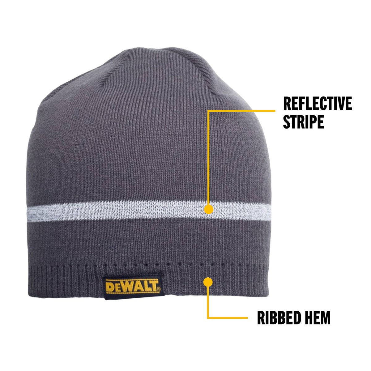 Dewalt Black Reflective Beanie - 100% Acrylic - One Size Fits Most - Warmth & Visibility - SuperSaverAU - view 3