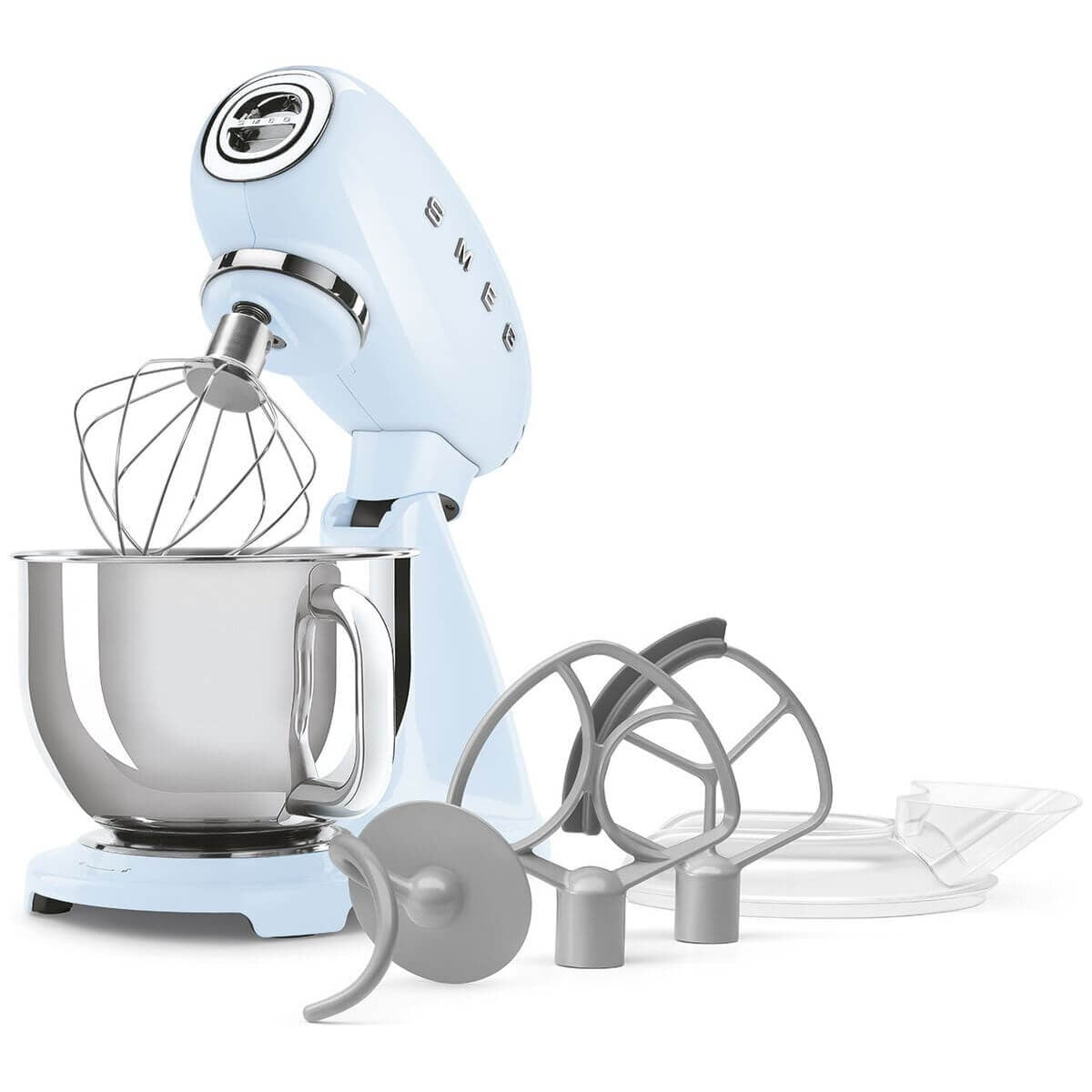 Smeg 50's Style Stand Mixer 4.8L - 1000W, Pastel Blue, Direct Drive, Safety Lock - SMF05PBAU