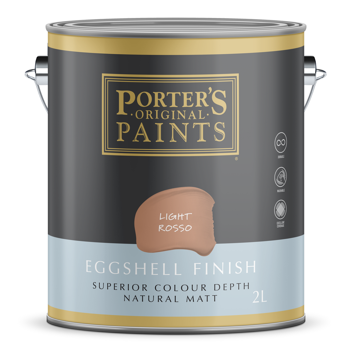Porter S Paints 2L Broadwall Paint Light Rosso Eggshell Finish - Durable, Washable - SuperSaverAU - view 1