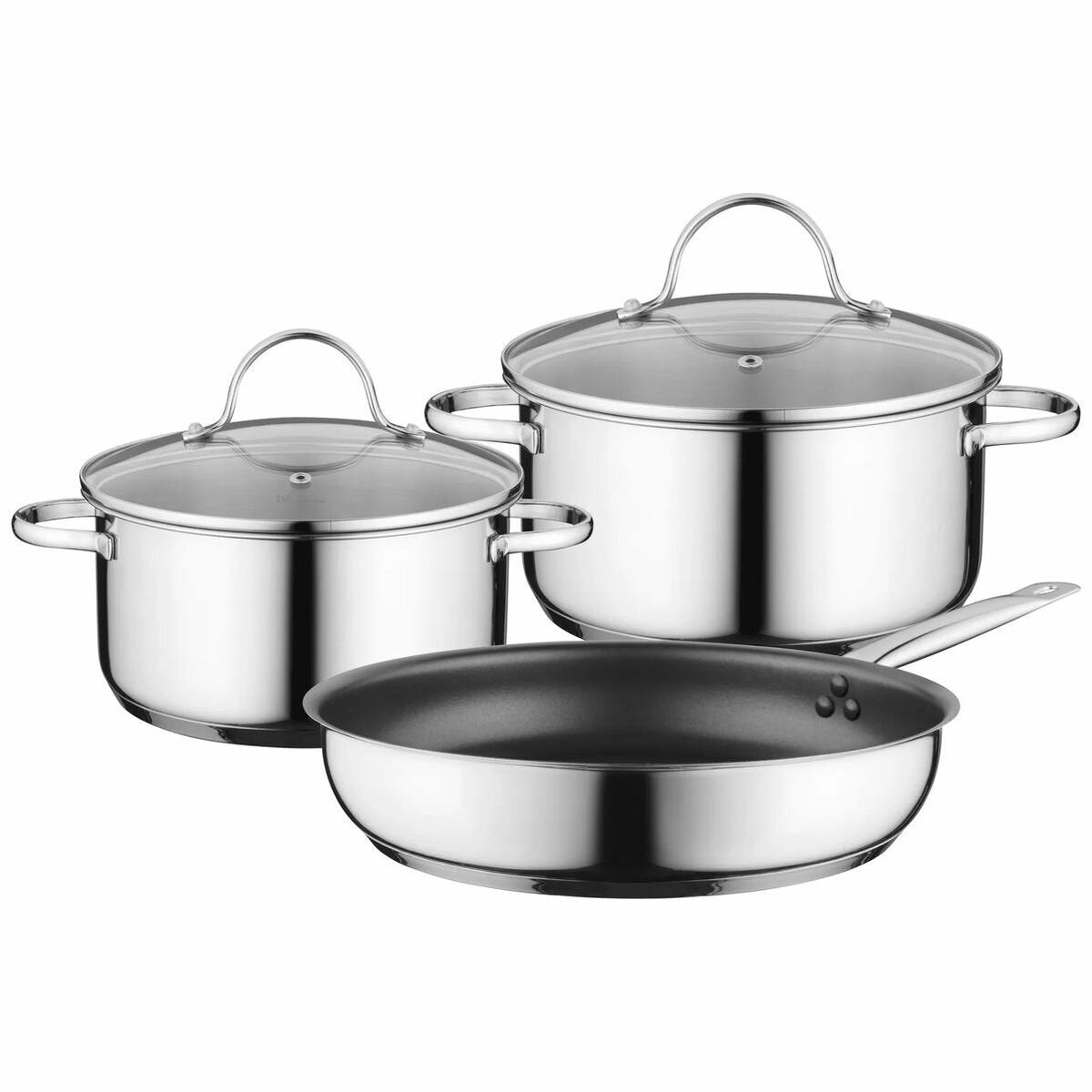 Bosch Three Piece Induction Cookware Set - 18/10 Stainless Steel Pots and Non-Stick Pan - HEZ9SE030