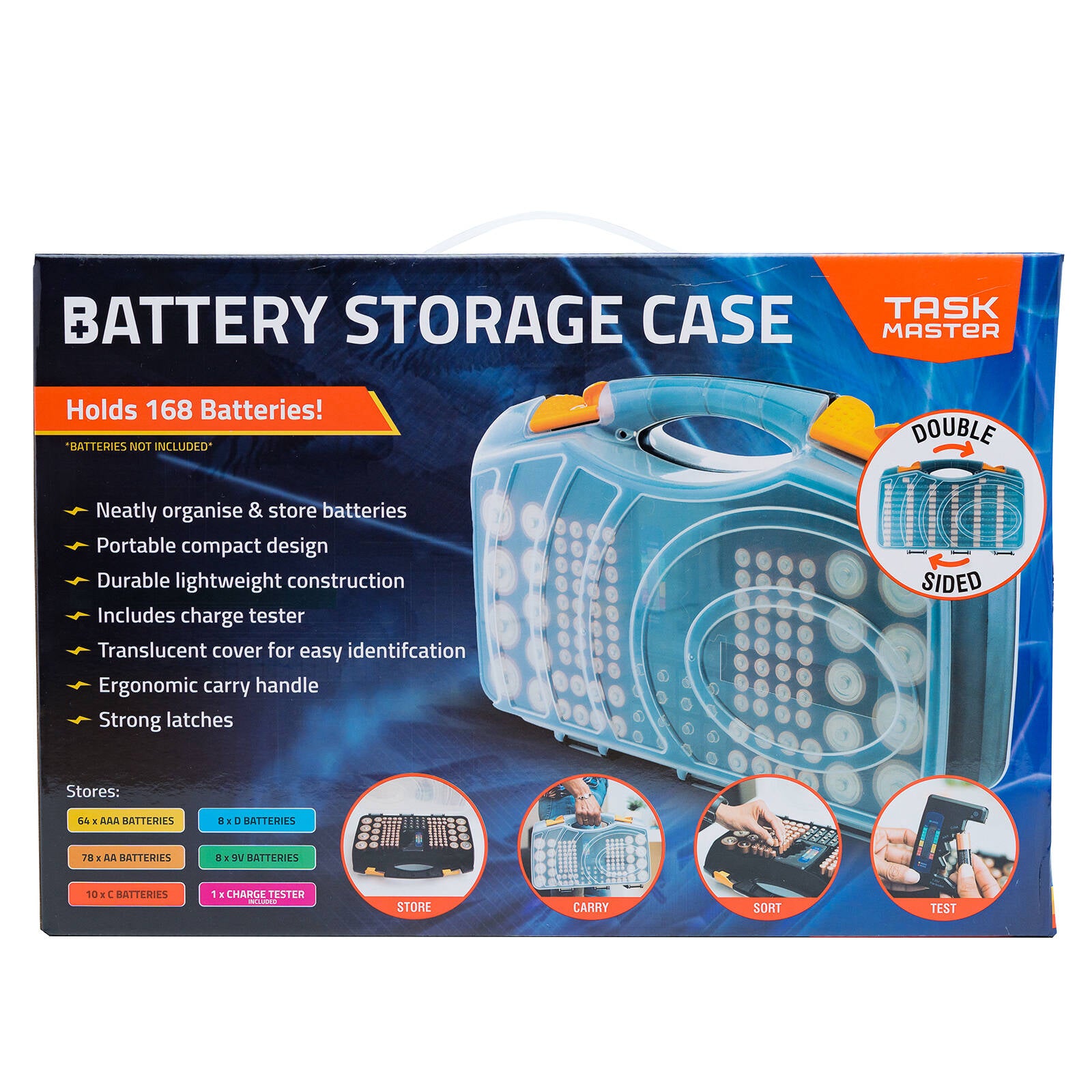 Taskmaster Double Sided Plastic Battery Storage Case