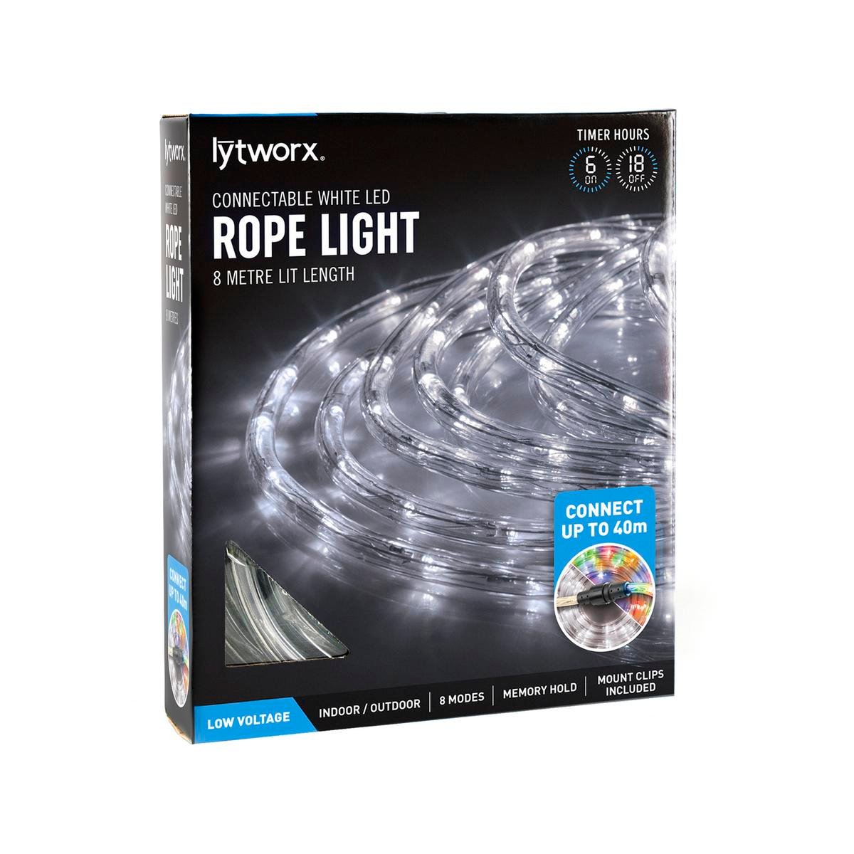 Lytworx 8m Connectable Rope Light - White - Plastic - Timer Function - SuperSaverAU - view 1