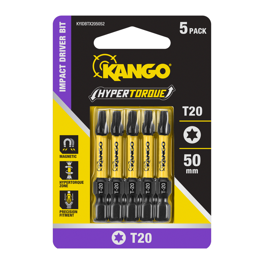 Kango 50mm TX20 HYPERTORQUE Impact Driver Bit 5 Pack - High Torque Absorption - SuperSaverAU - view 1