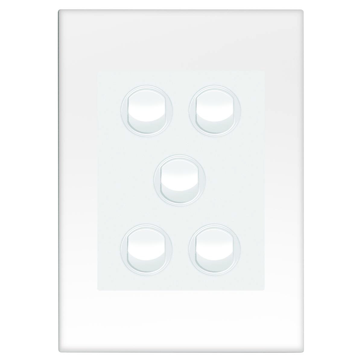 HPM Vivo 5 Gang Wall Switch - 85mm x 118mm - White - Durable Indoor Control - SuperSaverAU - view 1