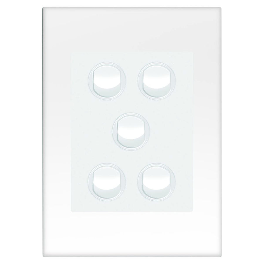 HPM Vivo 5 Gang Wall Switch - 85mm x 118mm - White - Durable Indoor Control - SuperSaverAU - view 1