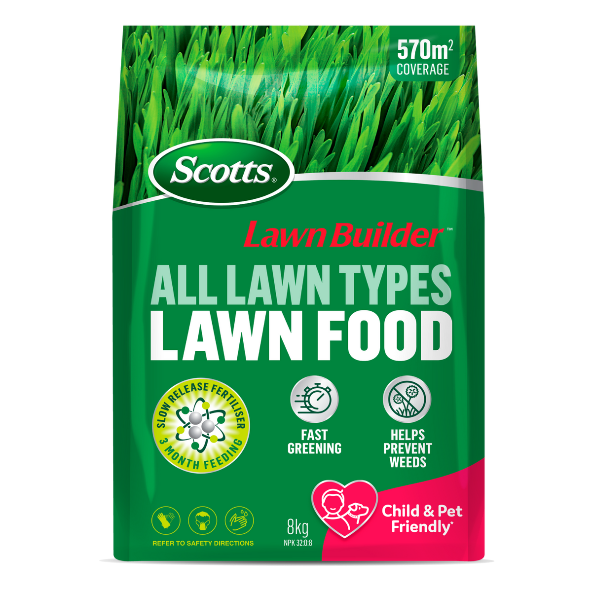 Scotts Lawn Builder Lawn Food 8kg Granular Fertiliser Deep Green Growth - SuperSaverAU - view 1