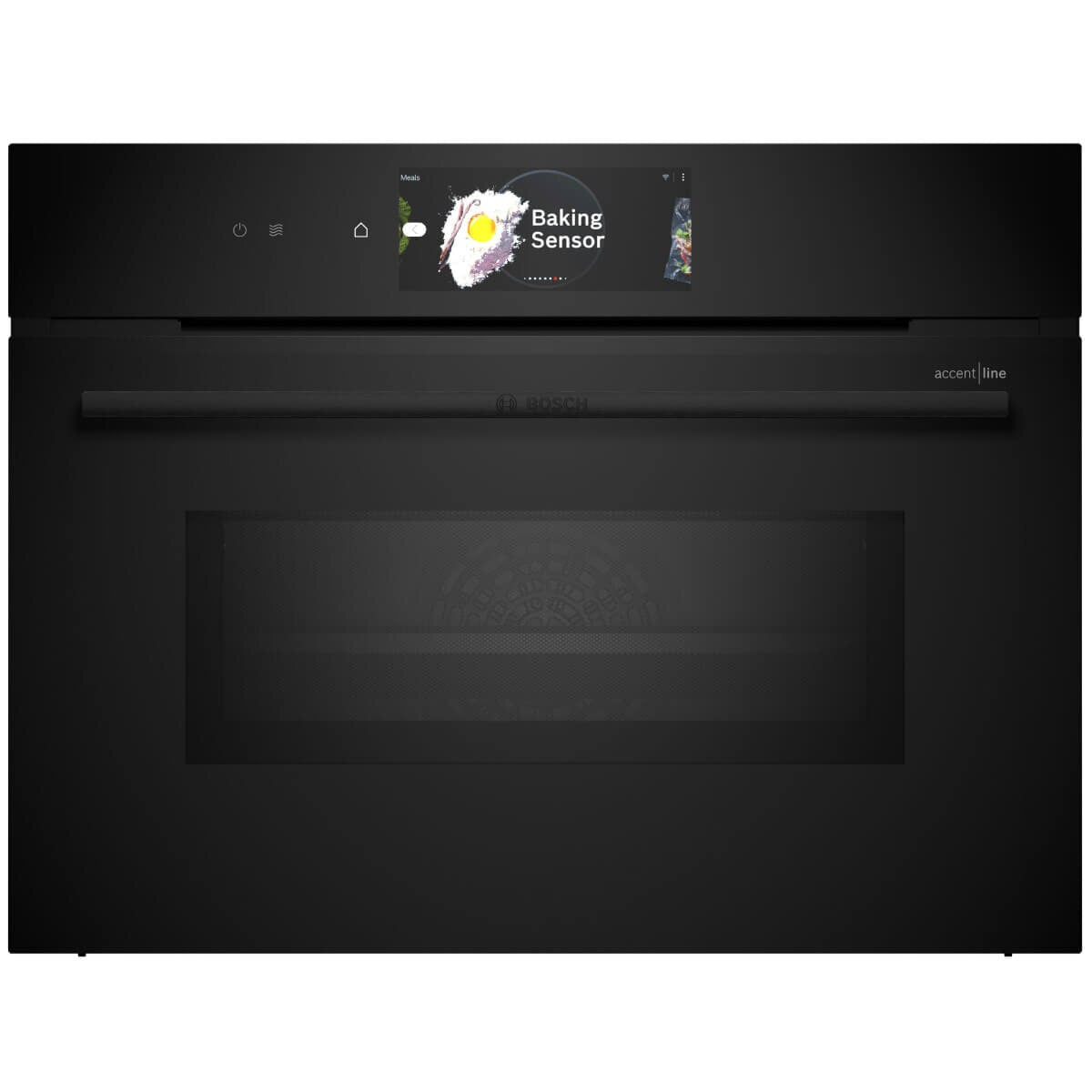 Bosch Series 8 Accentline compact oven with microwave - 45L, pyrolytic cleaning, inverter, black - CMG978NB1A