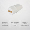 DETA B22 Bayonet Adaptor Plug 240V 3A White Polycarbonate 6314B