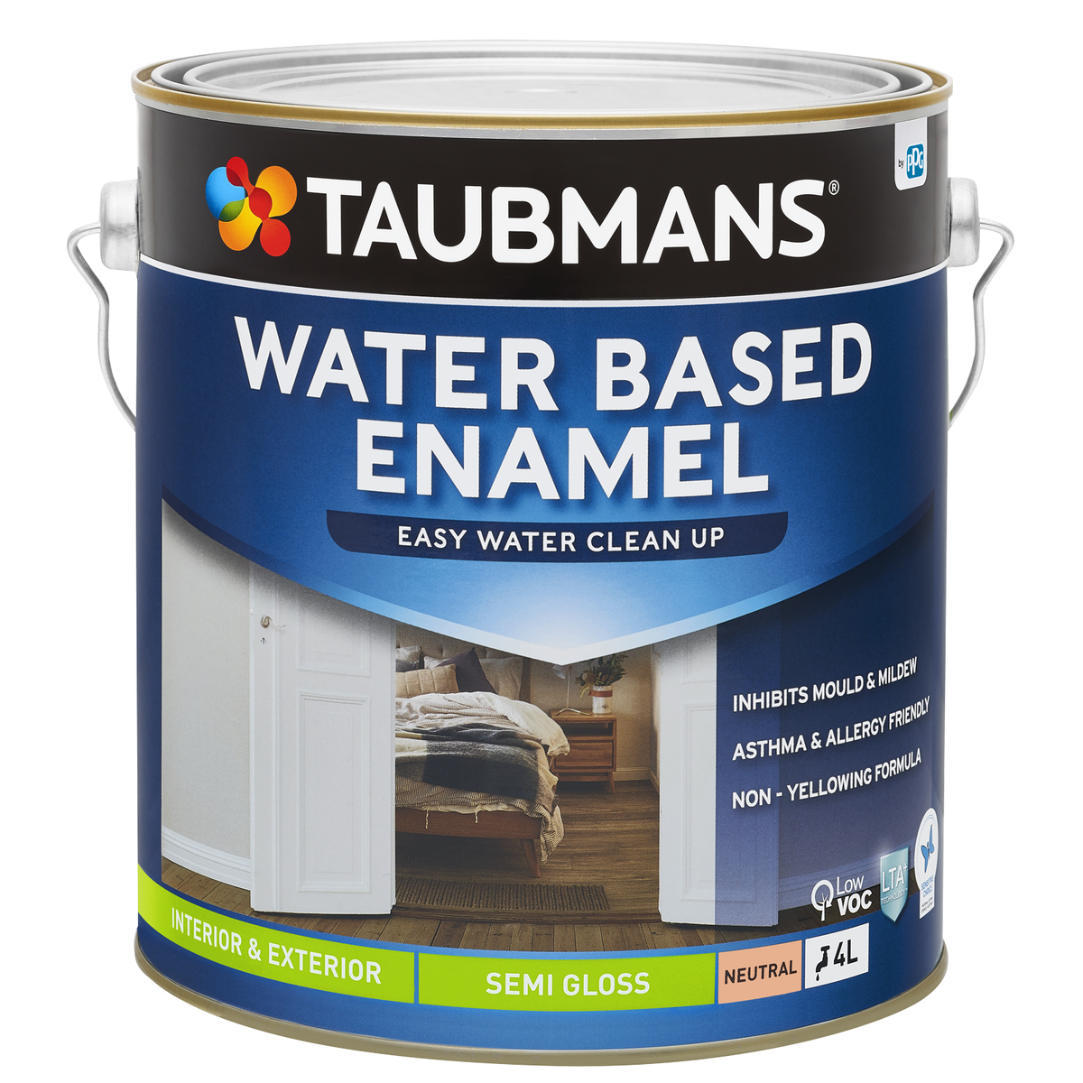 Taubmans 4L Neutral Semi Gloss Water Based Enamel Paint - 4L - Low VOC, Durable Finish - SuperSaverAU - view 1