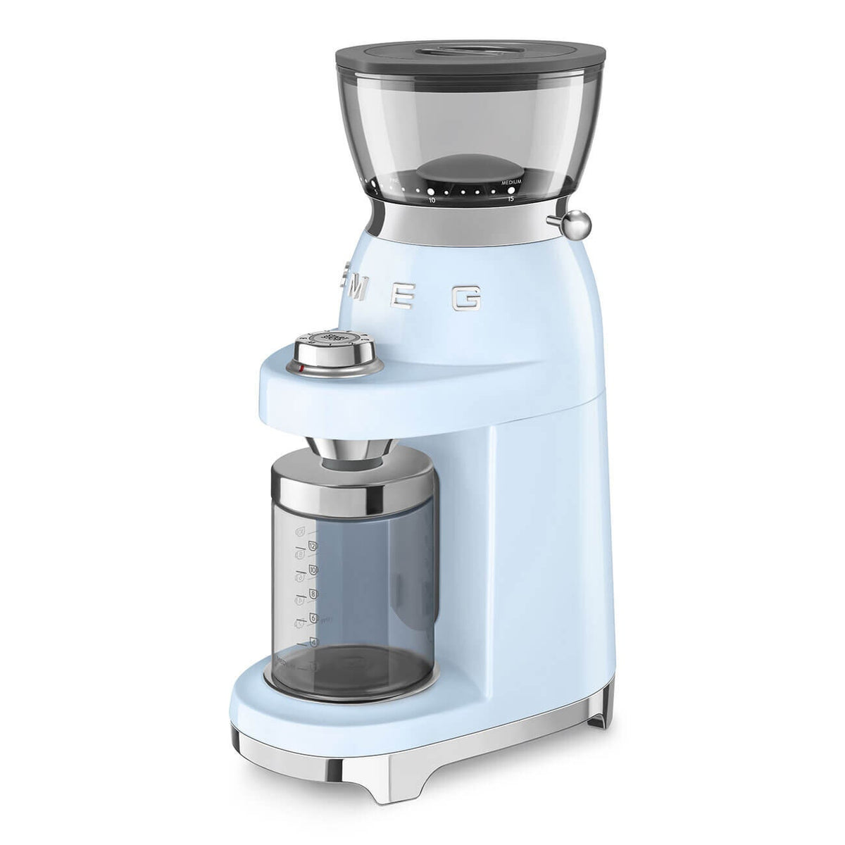 Smeg 50's retro style coffee grinder - pastel blue - 240g hopper - 50 grinding steps - CGF03PBAU
