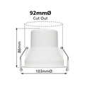 Deta 8W LED Downlight - Tri Colour Dimmable - Anti Glare - White - 103mm - SuperSaverAU - view 2