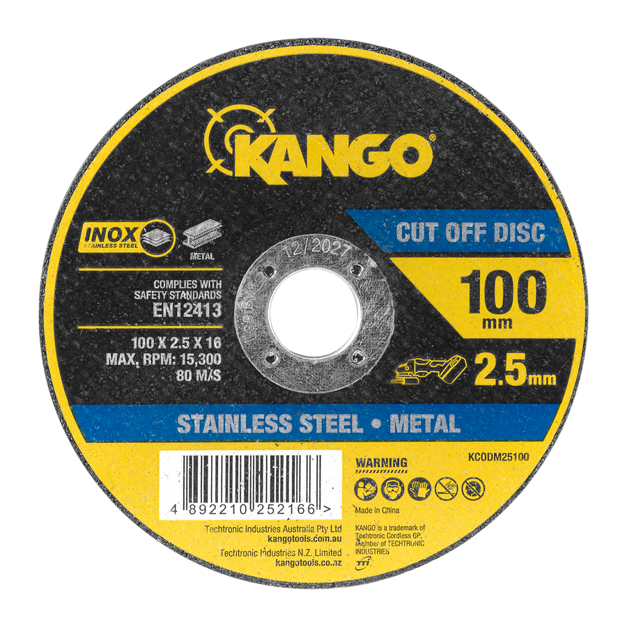 Kango Metal Cut Off Disc - 100mm x 2.5mm - Inox-Free - Steel & Stainless Steel Cutting - SuperSaverAU - view 1