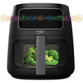 Beko 7.6L air fryer - Black, digital touchscreen, glass viewing door, 9 auto cooking programs - FRL3374B