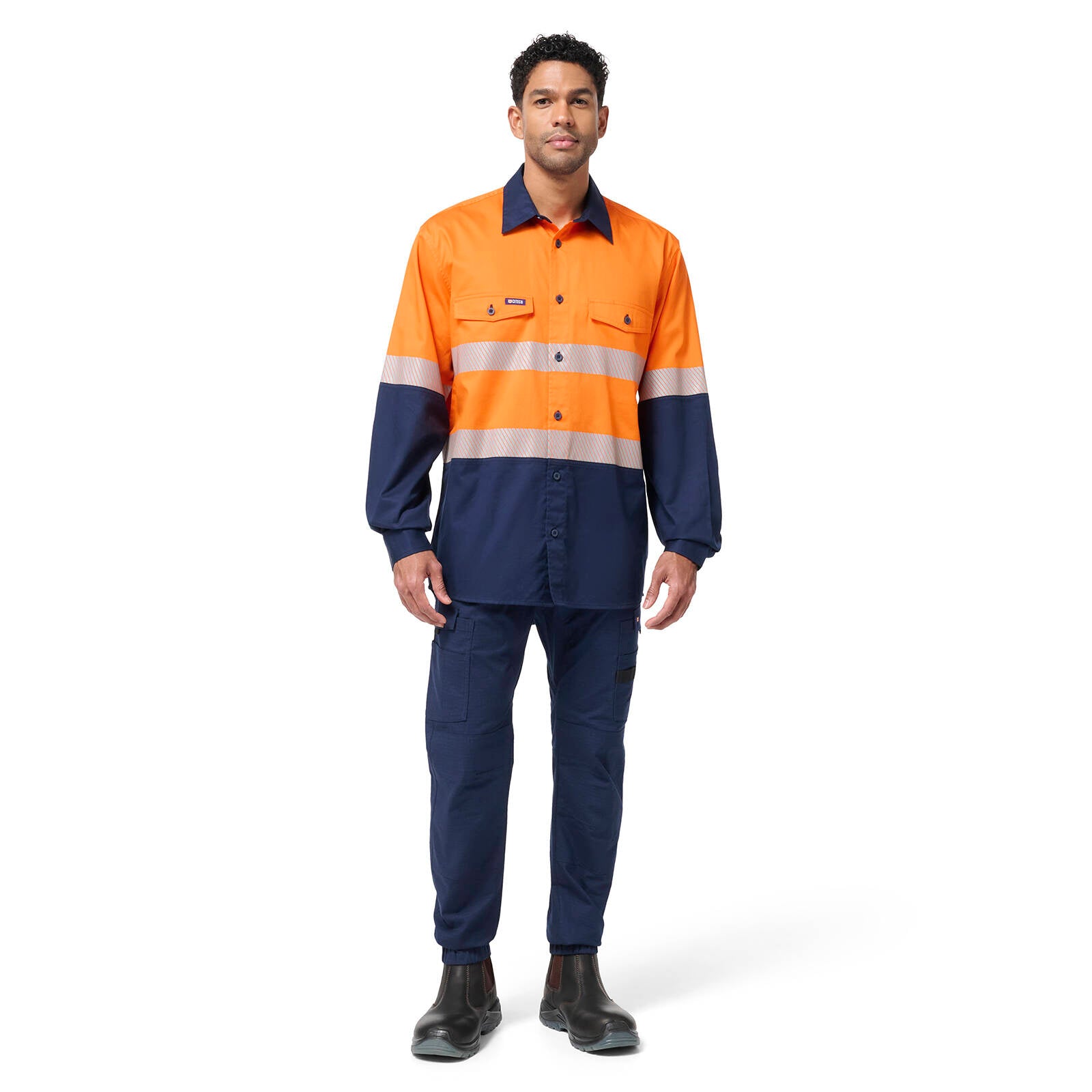 Citeco Hi Vis Taped Long Sleeve Shirt Orange/Navy Size 2XL - 100% Cotton