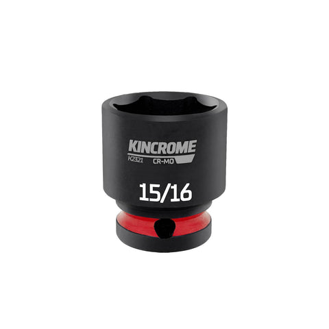 Kincrome 15/16" 1/2" Square Drive Impact Socket, 6-Point Chrome Molybdenum, Rust Resistant