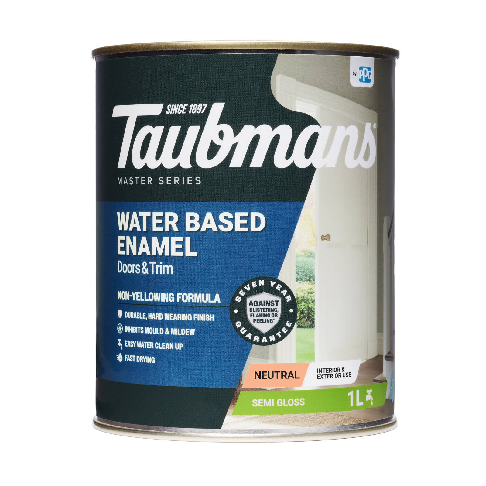 Taubmans 1L Neutral Semi Gloss Water Based Enamel Paint