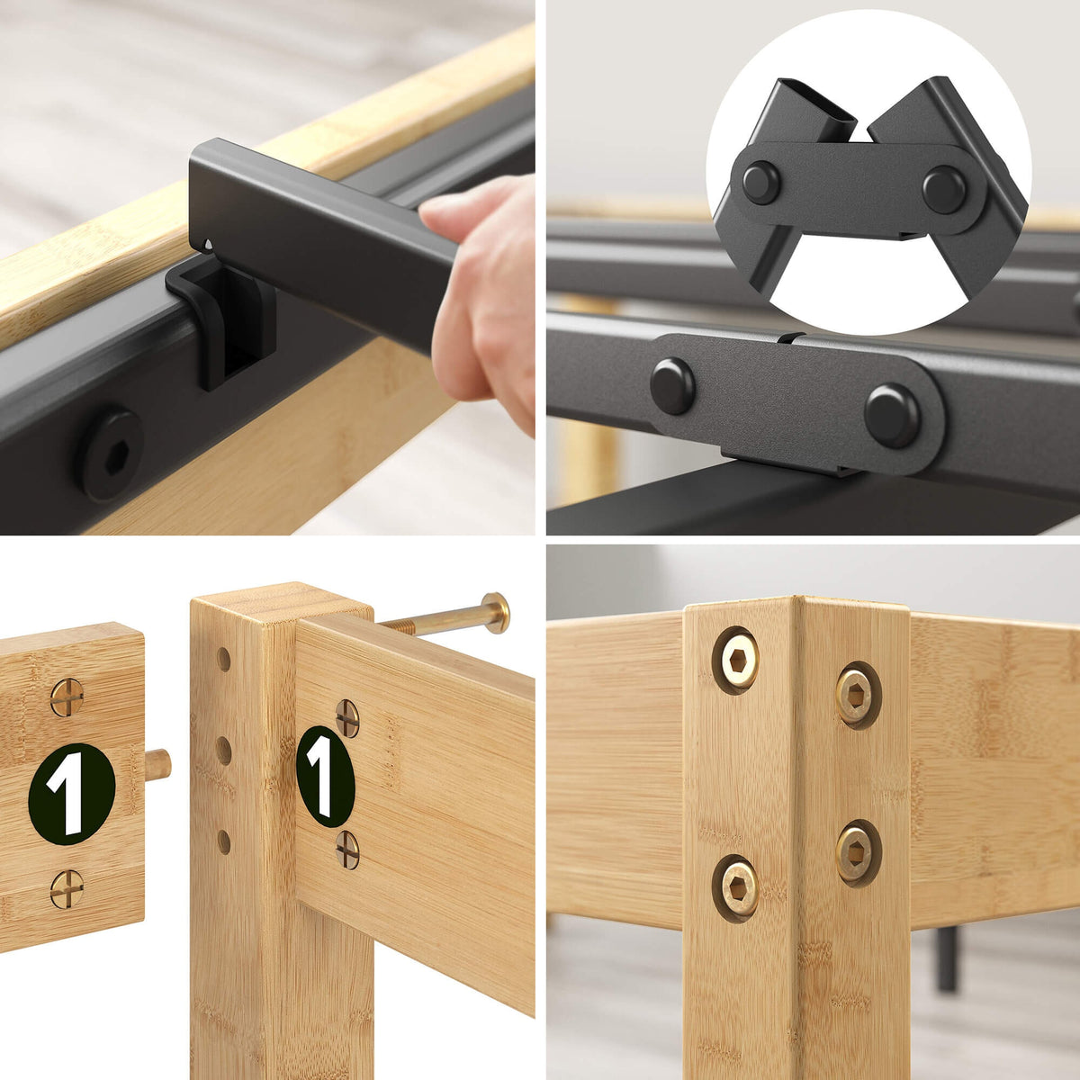 Zinus Double Bamboo Bed Base - Bamboo Frame and Legs, No Box Spring Needed, 250kg - AU-FBMMB2ZC-12D