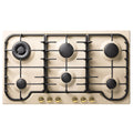 ILVE Nostalgie 86cm Gas Cooktop - Antique White Enamel, Six Burners, Brass Flame Spreaders - HCB906CNAWG