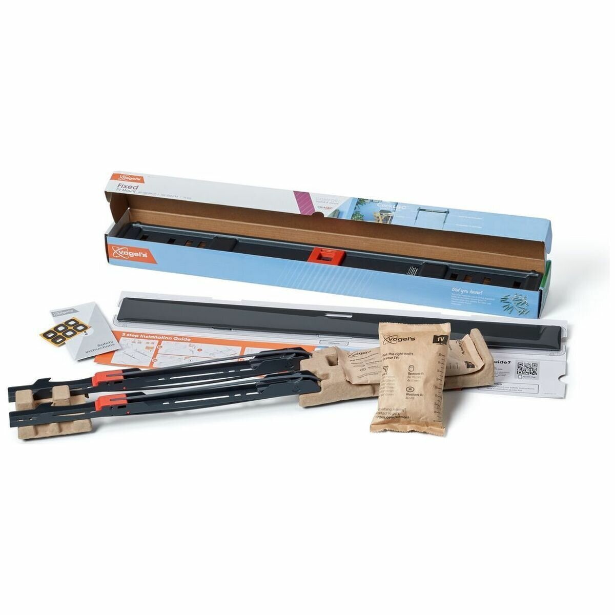 Vogel's Large Fixed TV Wall Mount for 40 to 100 Inch TVs - 75kg Capacity, ClickLoc Lock, Black - TVM3605B