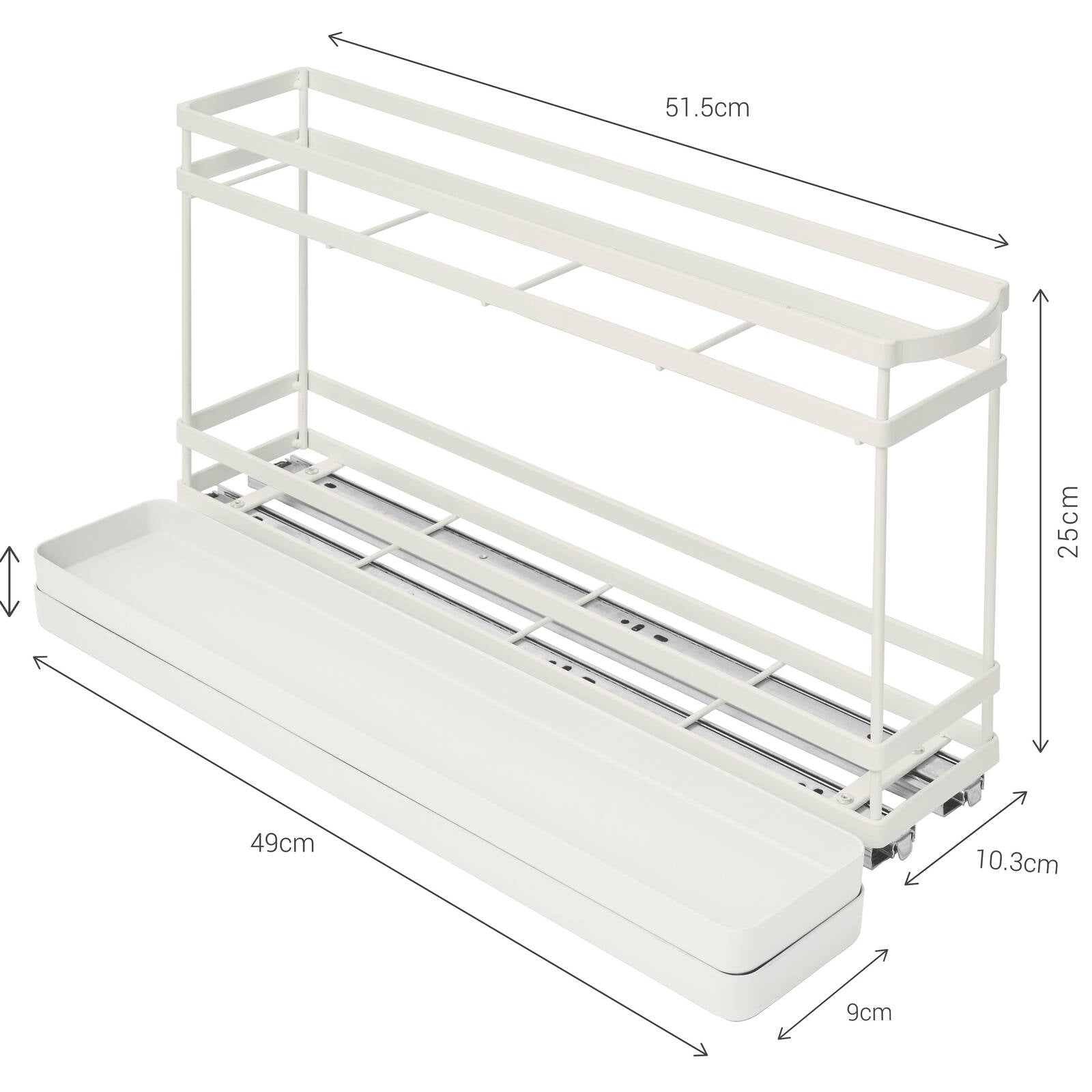 Ezy Storage Forma 2-Tier Pull-Out Drawer White 100 x 500mm