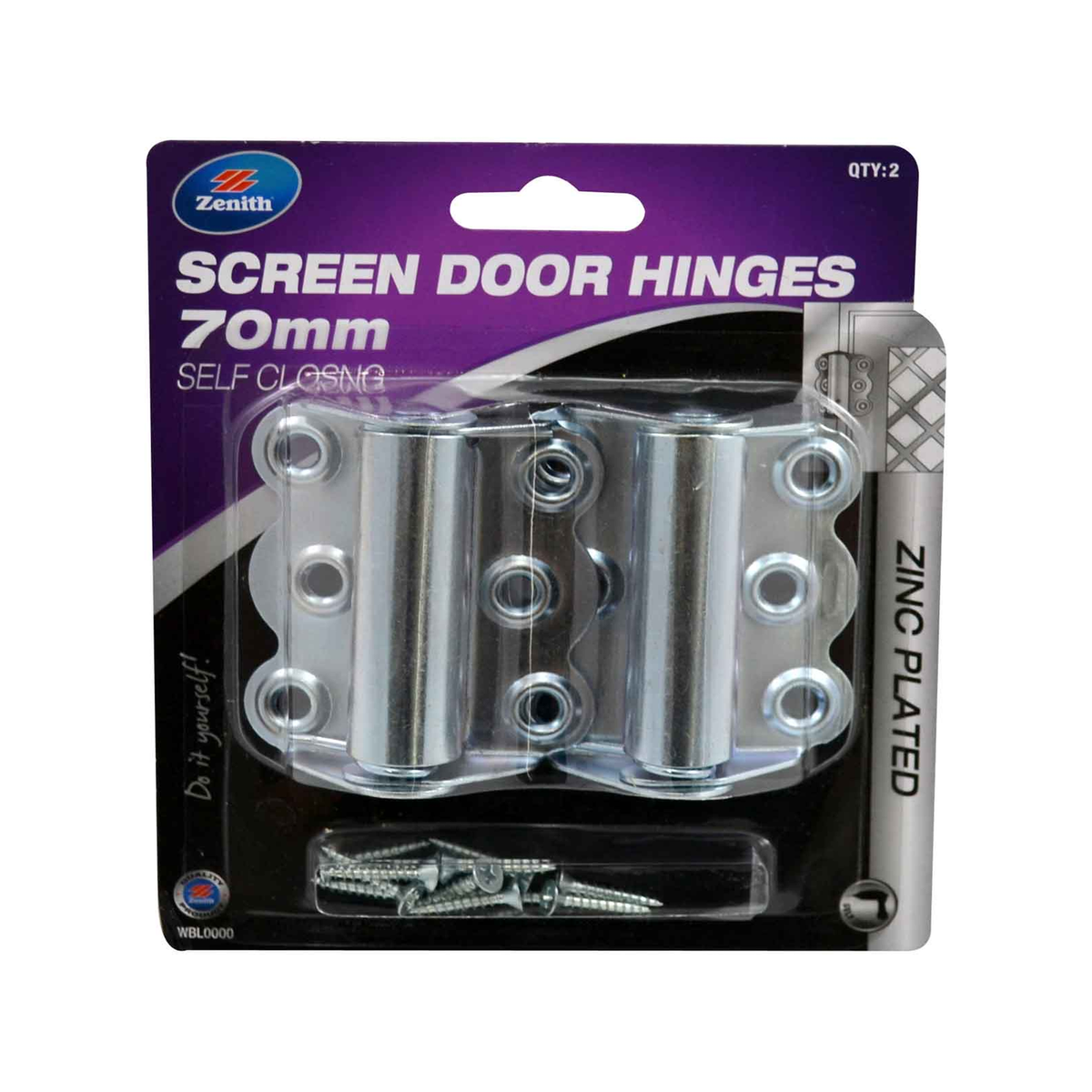 Zenith Screen Door Hinges - 70mm - Zinc Plated - Self Closing - SuperSaverAU - view 2