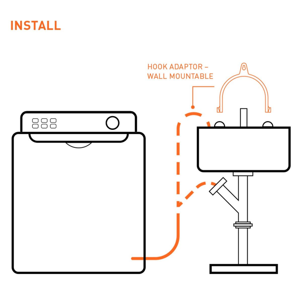 Unilux 2.6m extension drain hose with wall mount hook adaptor - dishwashers and washing machines - ULX106
