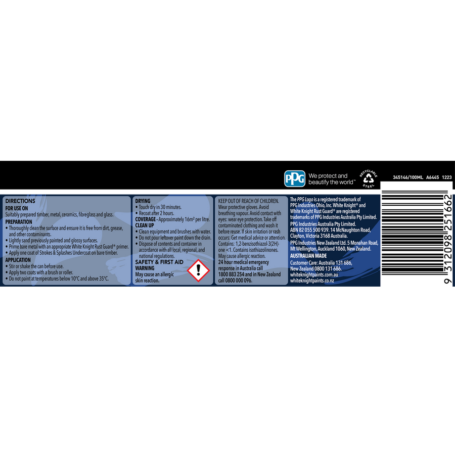 White Knight Strokes & Splashes 100ml Royal Blue Paint - Interior/Exterior