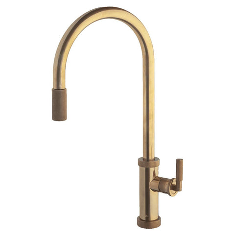 Armando Vicario Urban D Pull Out Kitchen Mixer Tap - Natural Brass, Gooseneck, 360 Degree Swivel - 400728NBR