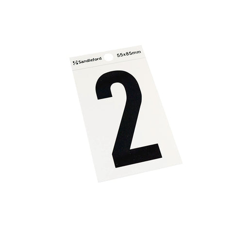 Sandleford Self Adhesive House Number 2 - 85mm - Silver Black - Polycarbonate - SuperSaverAU - view 1